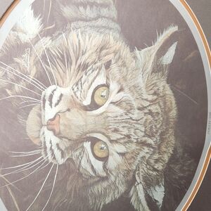 Vintage Lynx Cat Wall Art Print - Brown & Tan